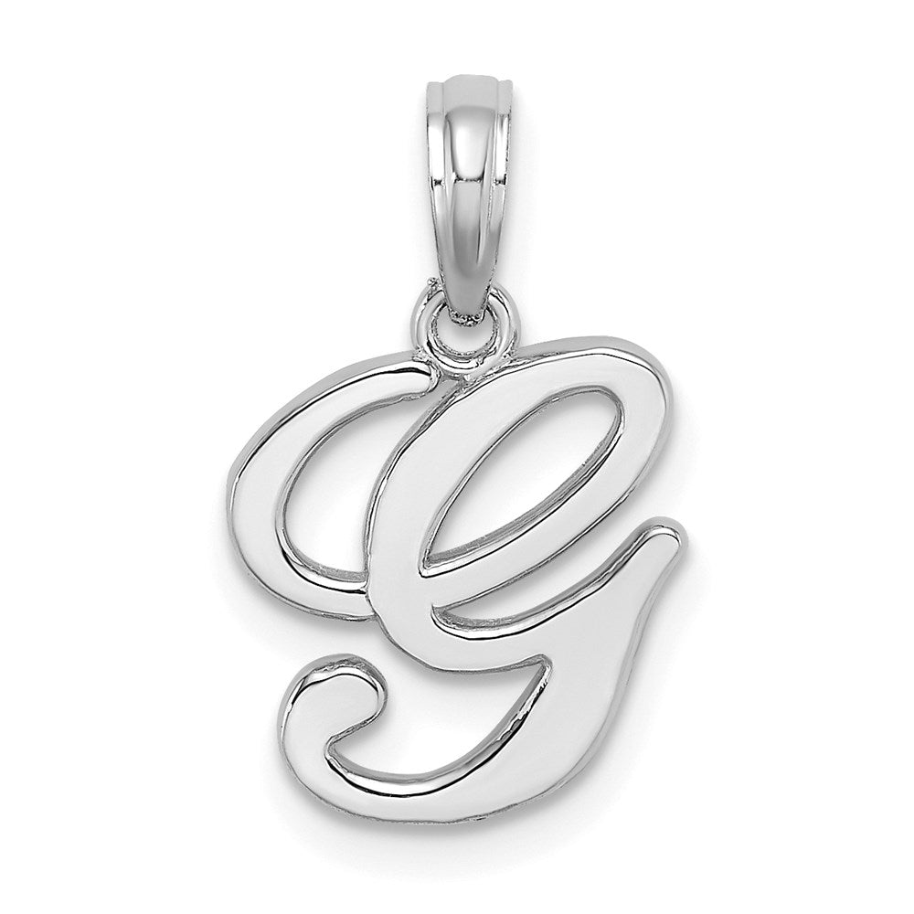 14KW White Gold Script Letter G Initial Pendant - 2