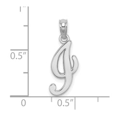 14KW White Gold Script Letter I Initial Pendant
