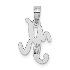 14KW White Gold Script Letter K Initial Pendant - 2