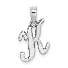 14KW White Gold Script Letter K Initial Pendant - 2