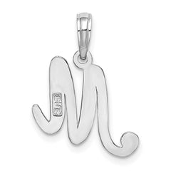 14KW White Gold Script Letter M Initial Pendant - 2