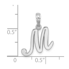 14KW White Gold Script Letter M Initial Pendant - 2