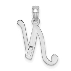 14KW White Gold Script Letter N Initial Pendant - 2