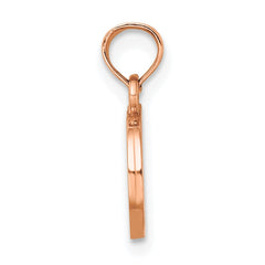 14K Rose Gold Polished Block Letter D Initial Pendant