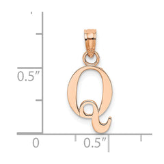 14K Rose Gold Polished Block Letter Q Initial Pendant
