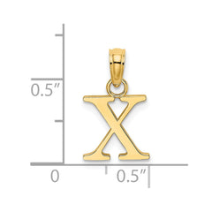 14K Polished Block Letter X Initial Pendant