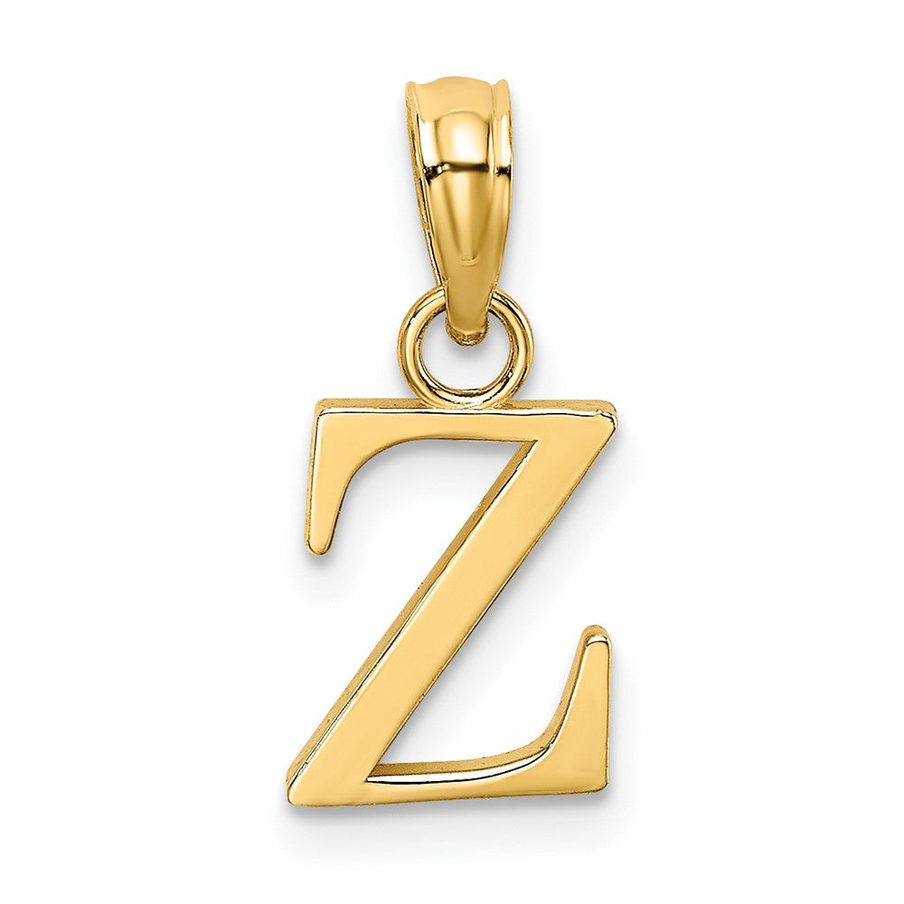 10K Polished Block Letter Z Initial Pendant