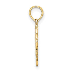 14KY Heart Script Letter T Initial Charm