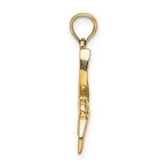 14K Textured Hummingbird Flying Charm
