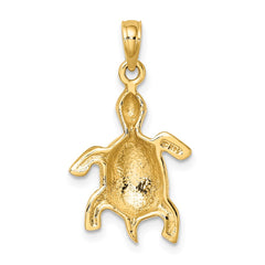 14K Polished Turtle with Textured Shell Charm