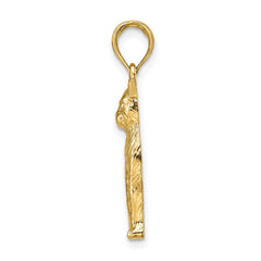 14K Textured Sitting Cat Charm