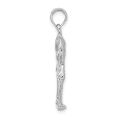 14K White Gold 3-D Textured Flamingo Charm - 2