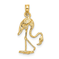 14K 3-D Textured Flamingo Charm - 3