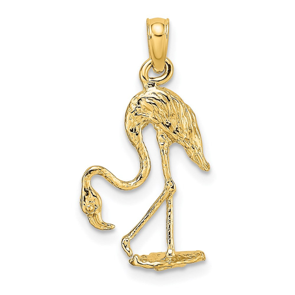 14K 3-D Textured Flamingo Charm - 3