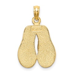 14k  3D W/ Pink Enamel Double Flip-Flop Charm - 2