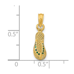 14k  3D W/ Green Enamel Single Flip-Flop Pendant