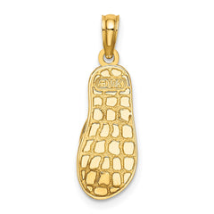 14K 3D Enamel Anchor On Stripe Flip-Flop Charm