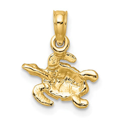 14K Textured and Enameled Sea Turtle Charm - 2