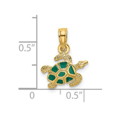 14K Textured and Enameled Sea Turtle Charm - 2