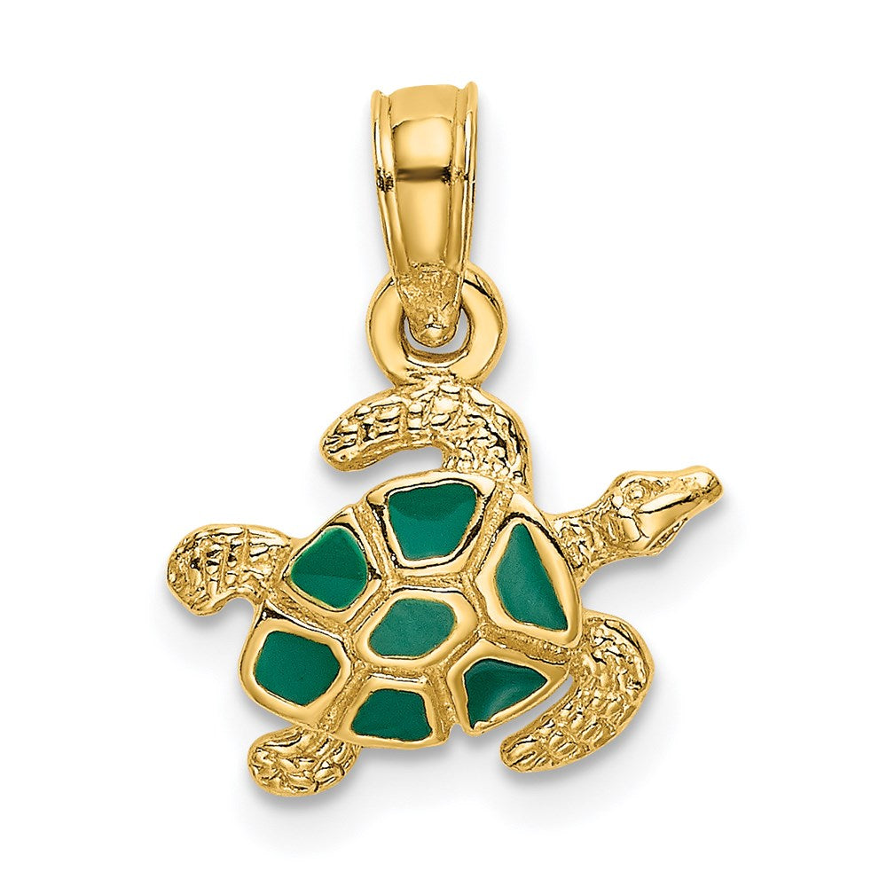 14K Textured and Enameled Sea Turtle Charm - 2