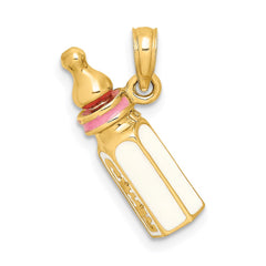 14K 3-D w/ Enamel Baby Bottle Charm - 2
