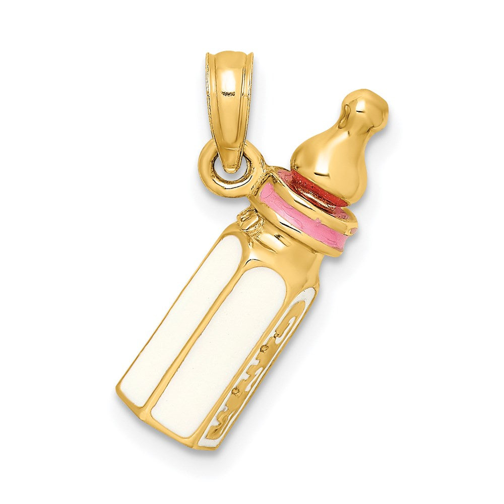 14K 3-D w/ Enamel Baby Bottle Charm - 2