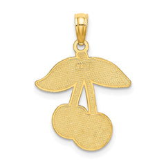 14K Cherries With Enamel Leaf Charm