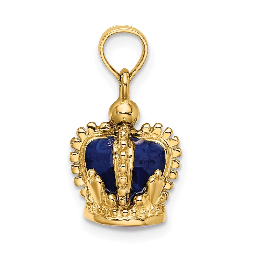 14K 3-D w/ Blue Enamel Inside Crown Charm