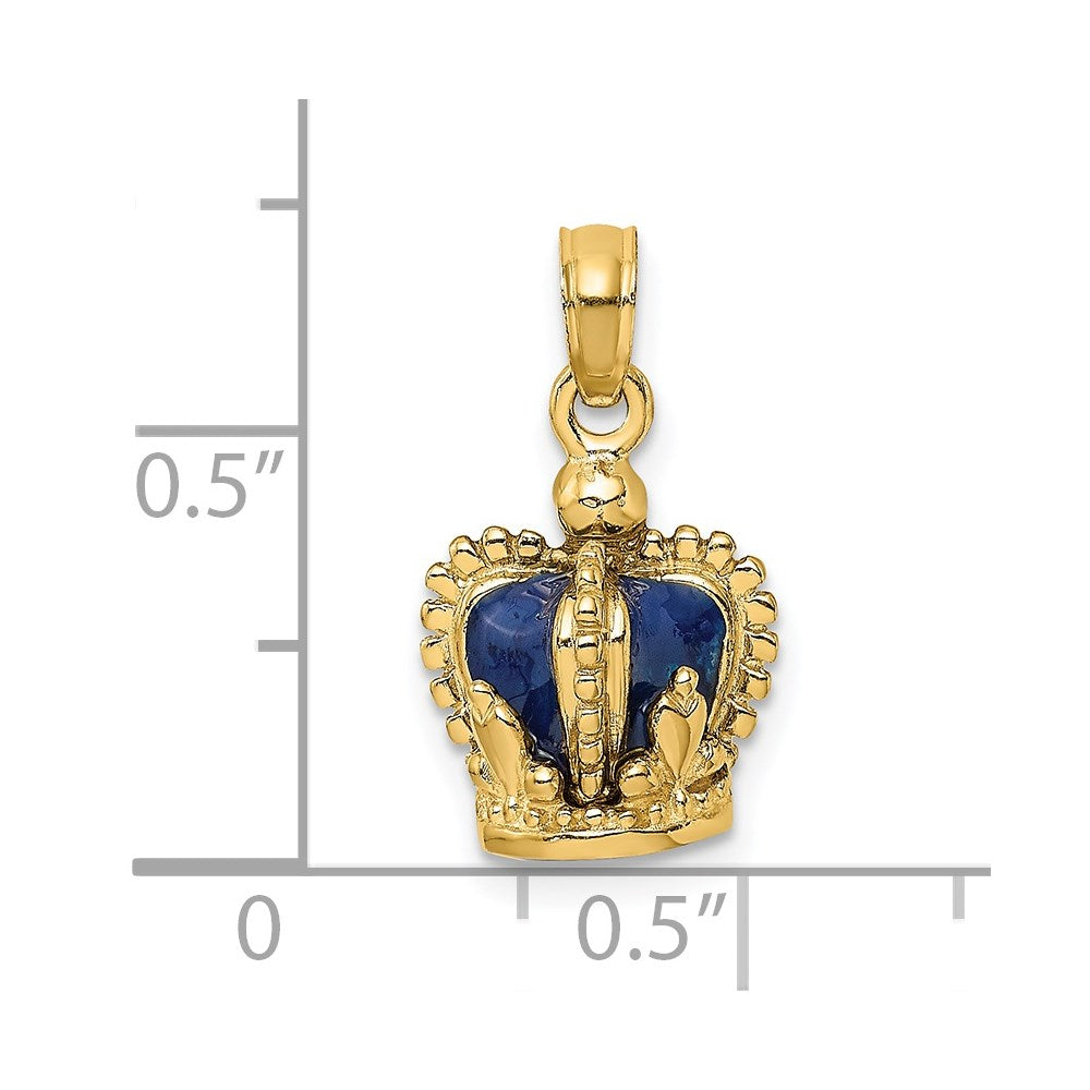 14K 3-D w/ Blue Enamel Inside Crown Charm