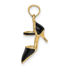 14K 3-D Black Enamel Closed Toe High Heel Charm