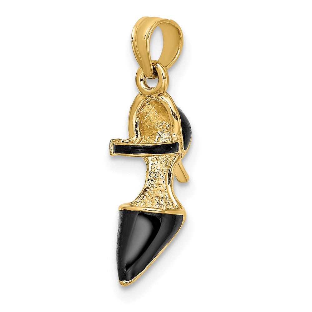 14K 3-D Black Enamel Closed Toe High Heel Charm