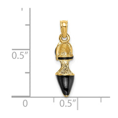 14K 3-D Black Enamel Closed Toe High Heel Charm