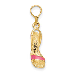 14K 3-D Pink Enamel Open Toe High Heel Charm