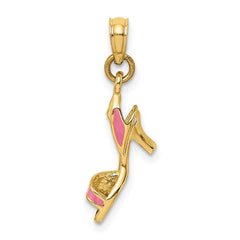 14K 3-D Pink Enamel Open Toe High Heel Charm