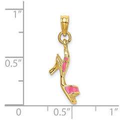 14K 3-D Pink Enamel Open Toe High Heel Charm