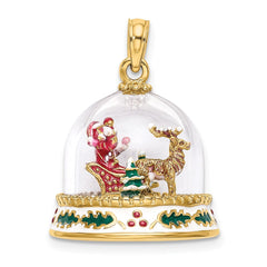 14K 3-D Enameled Christmas Snow Globe Charm