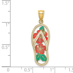 14K Enamel Red Hibiscus Flower Flip-Flop Charm