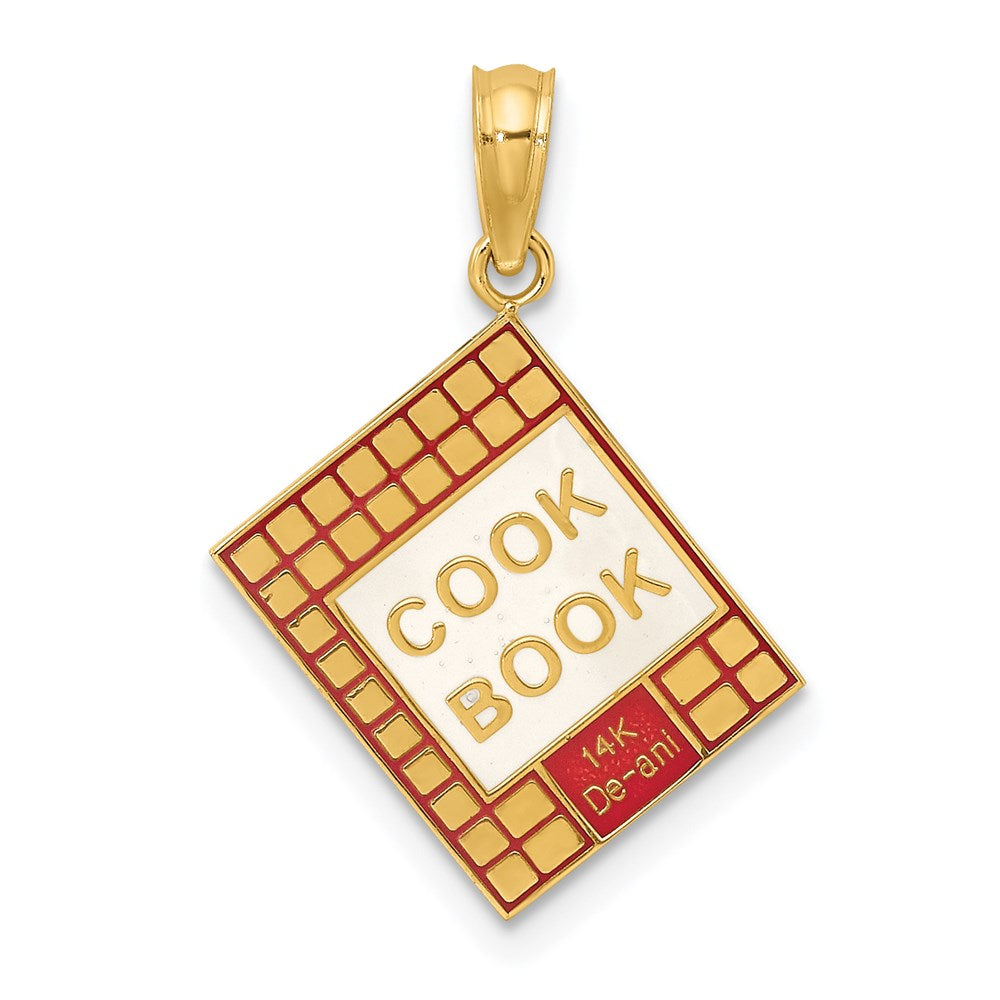 14K W/ Red Enamel 3-D Cook Book Charm