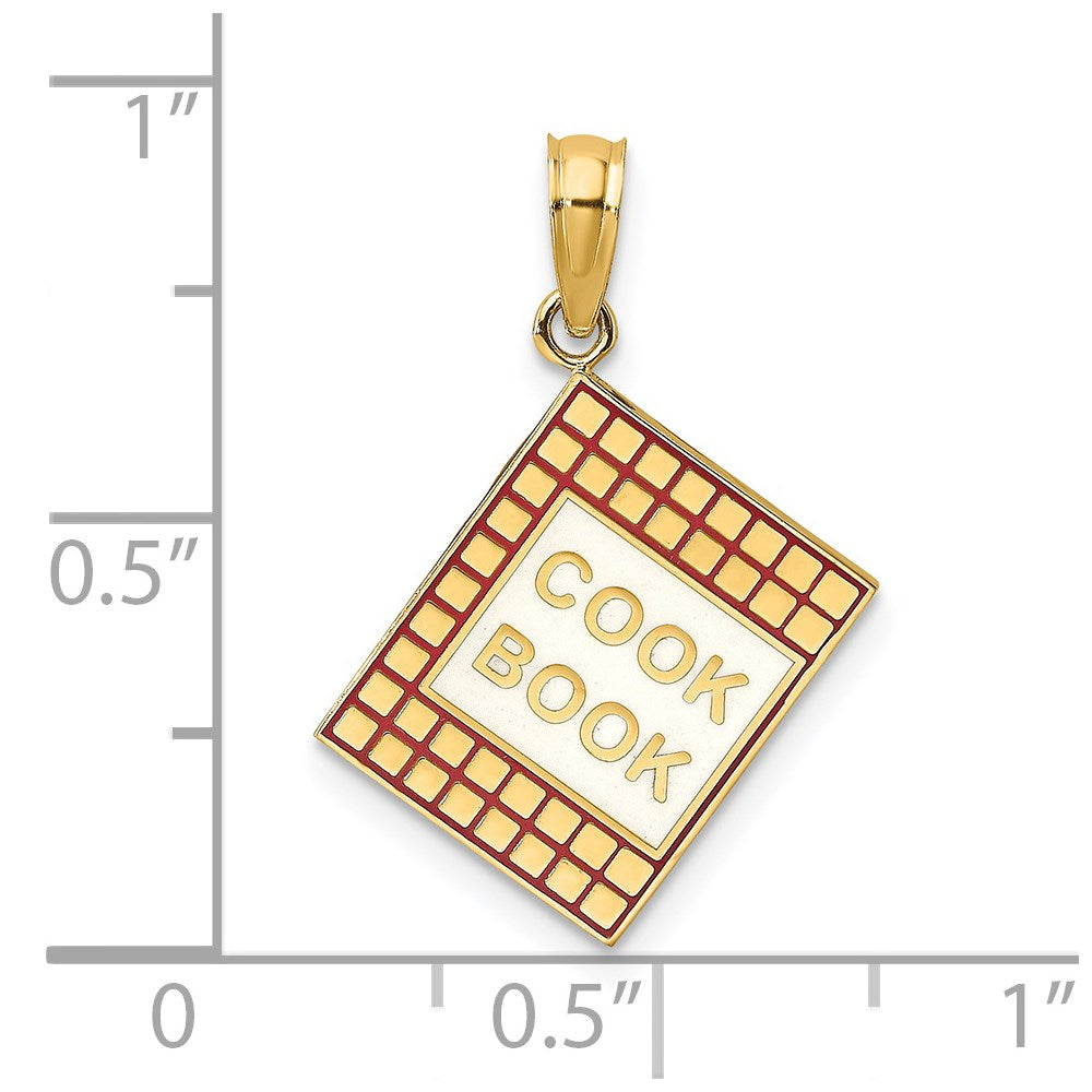 14K W/ Red Enamel 3-D Cook Book Charm