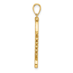 14k 3D  Green Enamel Fish Bone Charm - 2