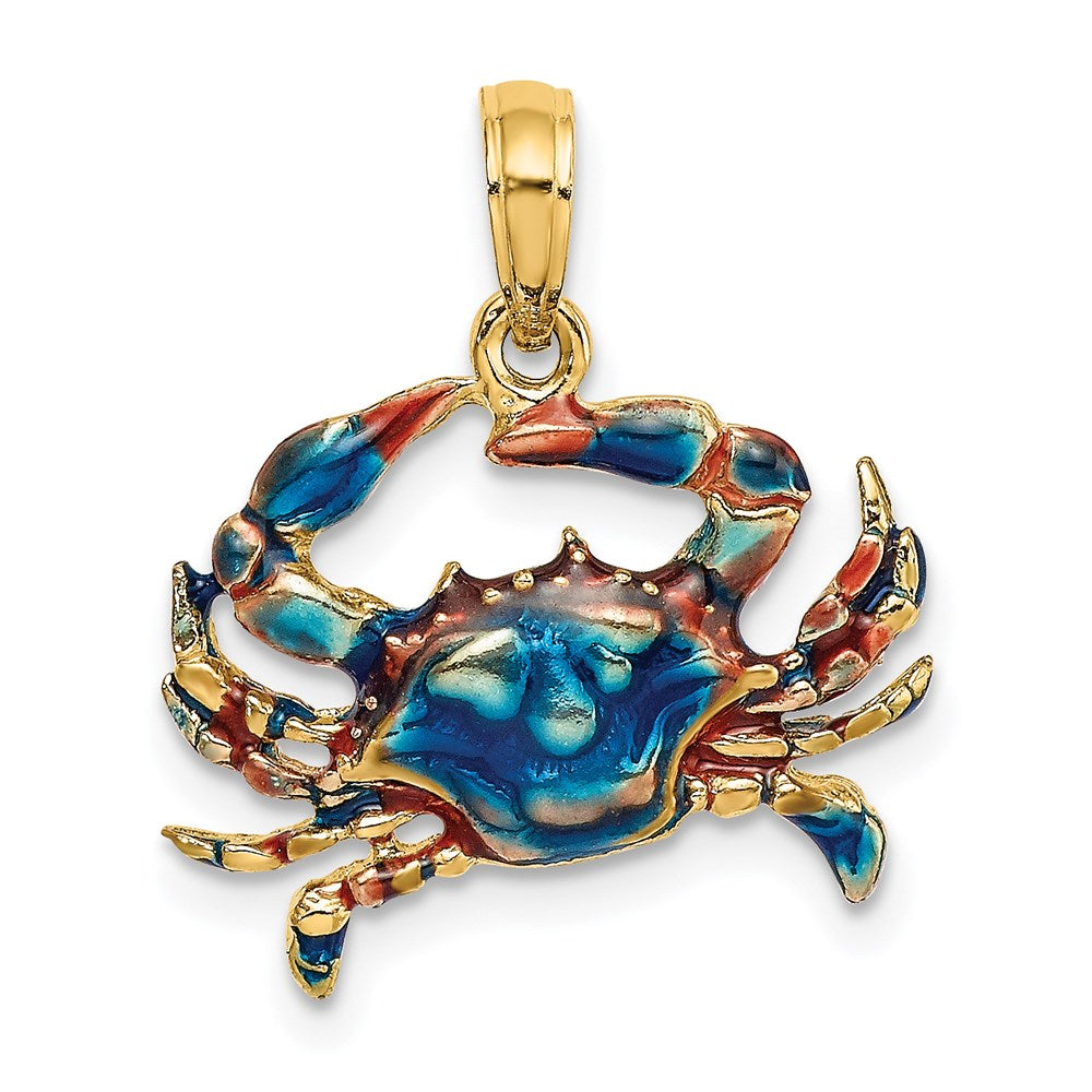 14K Blue Enamel Crab Charm - 2