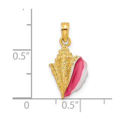 14k Textured and Enamel Conch Shell Pendant - 2