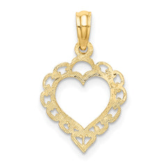 14K Heart w/ Lace Trim Charm - 2