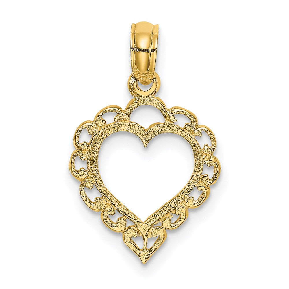 14K Heart w/ Lace Trim Charm - 2