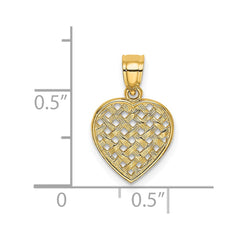 14K Cut-Out and Textured Woven Heart Charm