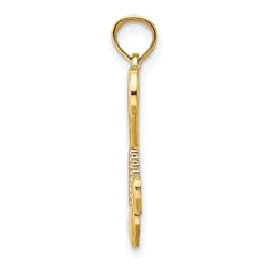 14K Polished Heart w/ Double Heart Tassle Charm