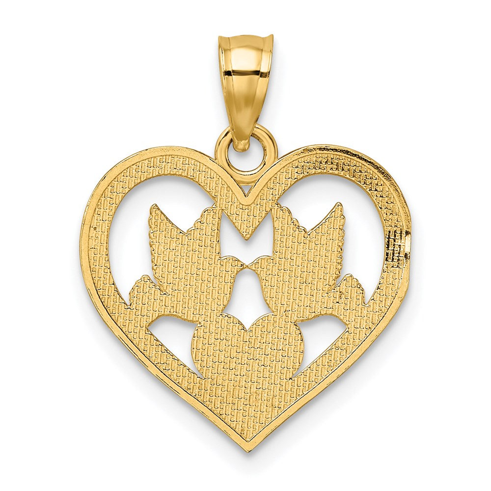 14K Doves In Heart Charm