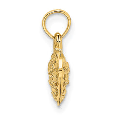 14K 3-D Diamond-cut Mini Puffed Heart Charm