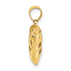 14K 3-D Diamond-cut Filigree Puffed Heart Charm - 2