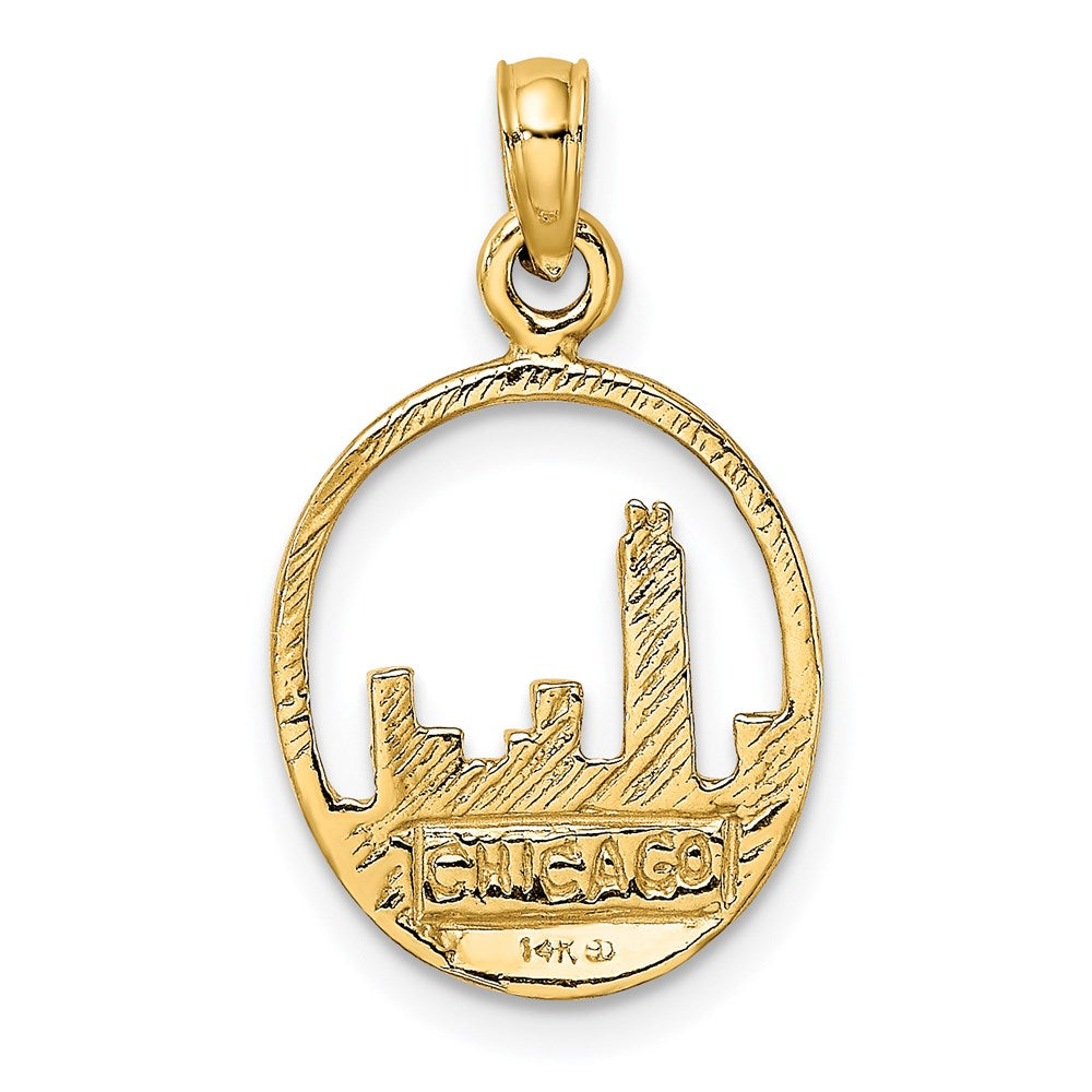 14K Chicago Skyline In Circle Frame Charm